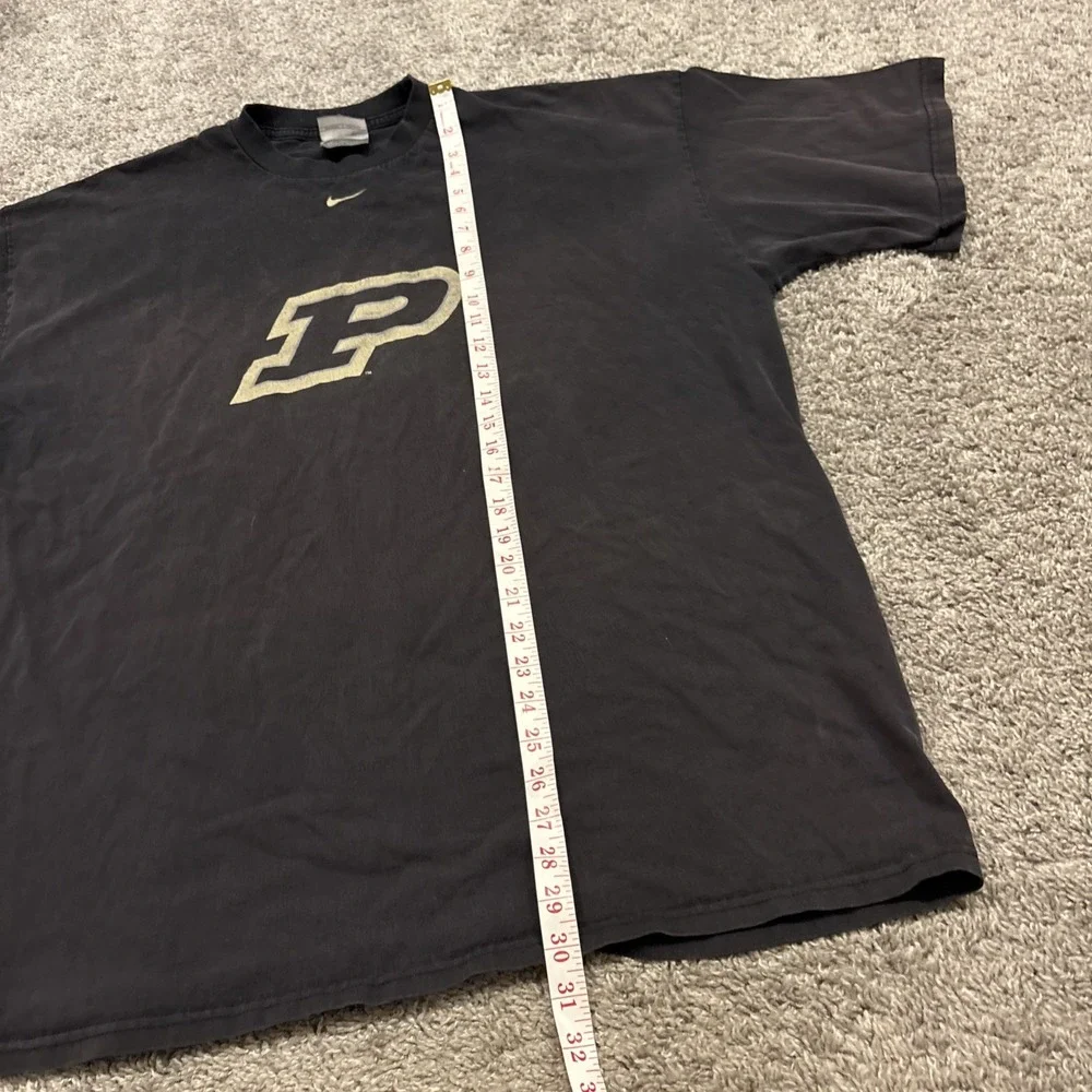 Vintage Nike Team Purdue University T Shirt Center Swoosh Size XXL Black Athlete